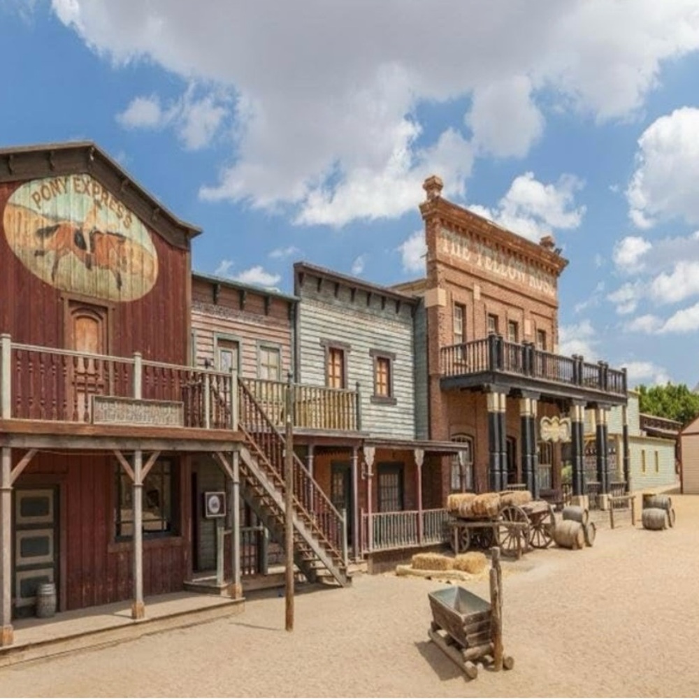 Western Town Building Set vinyl background Desert Landscape size 12x10 ft